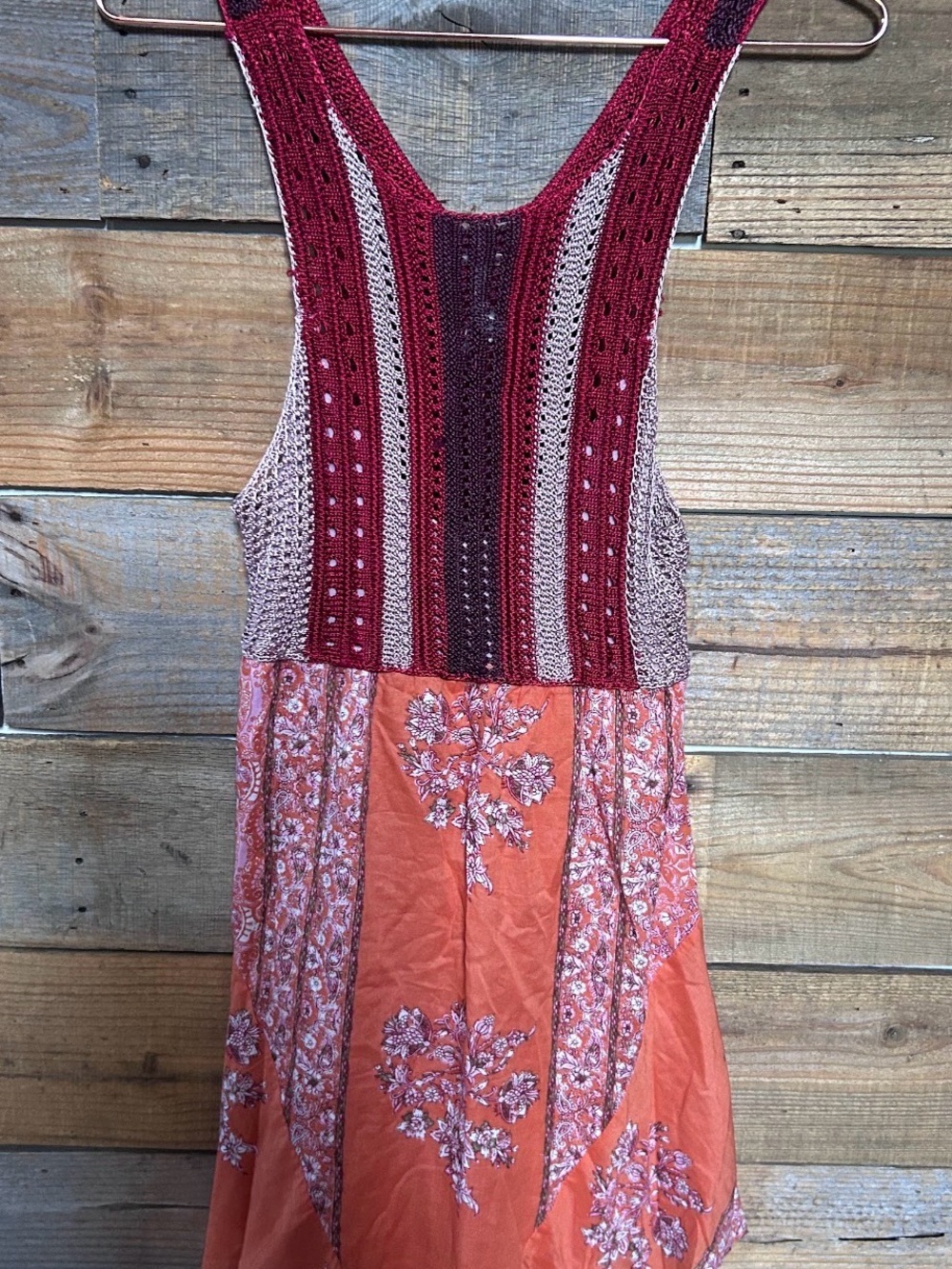 Free People Katie's Crochet-Bodice Printed Mini Dress size XS - Picture 2 of 3